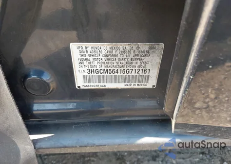 2006 Honda Accord Lx z USA, uszkodzony, nr VIN 3HGCM56416G712161